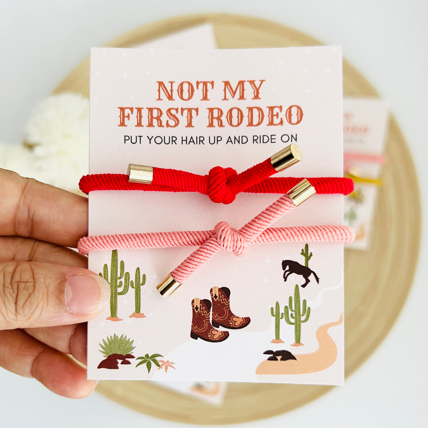 Not My First Rodeo Double Hair Tie - Western Cowboy Cowgirl