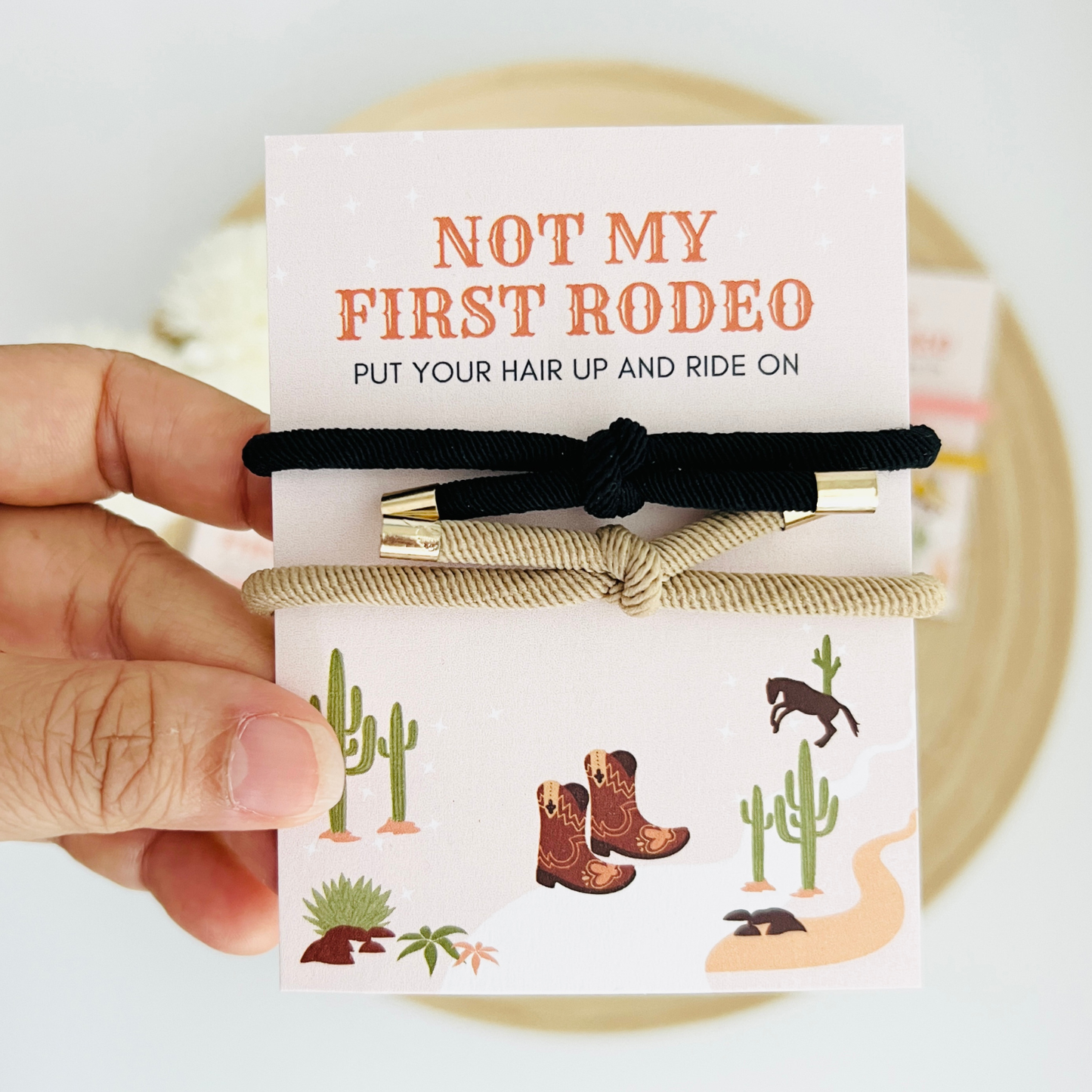Not My First Rodeo Double Hair Tie - Western Cowboy Cowgirl