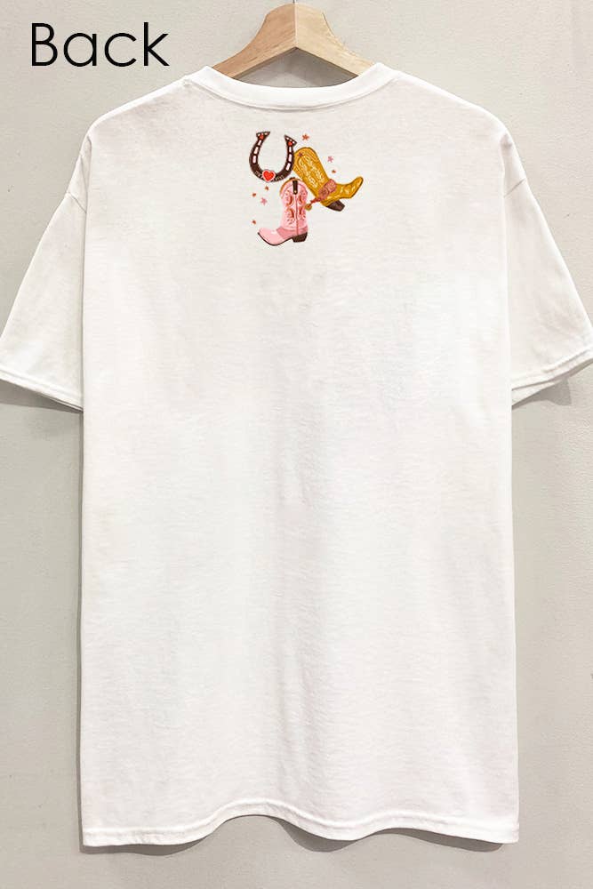 Cowgirl Era Front and Back Tee: White
