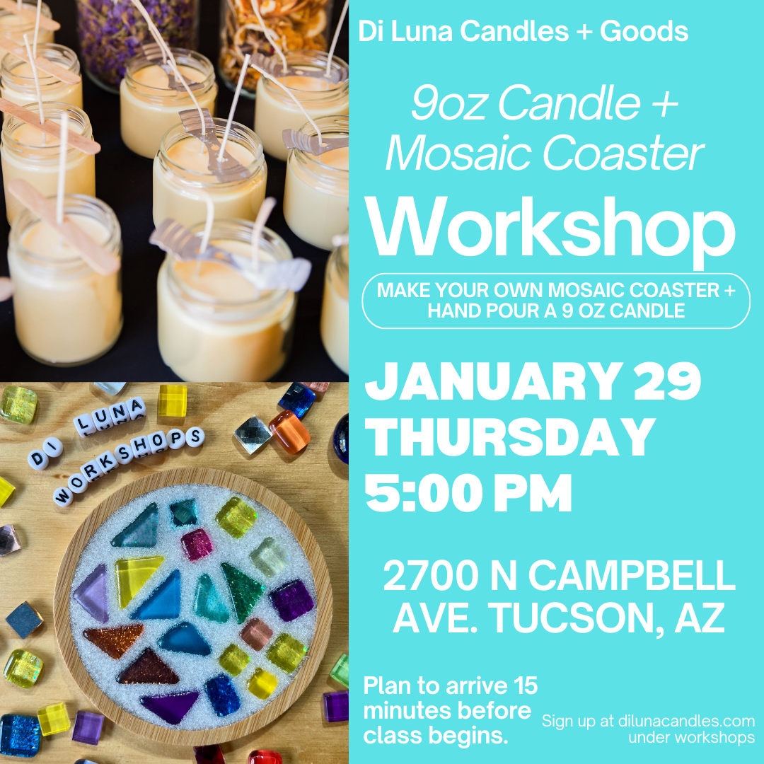 1/29 9 oz Candle and Mosaic Coaster