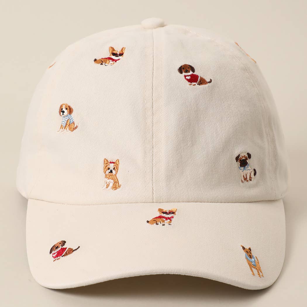 Allover Dog Embroidered Navy Cap