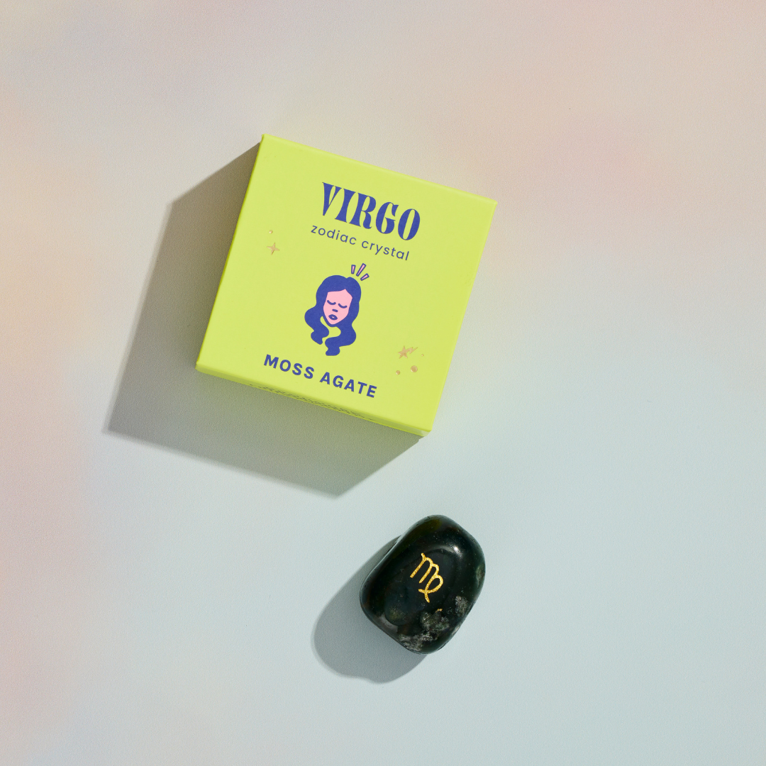 Virgo Boxed Zodiac Crystal – Moss Agate