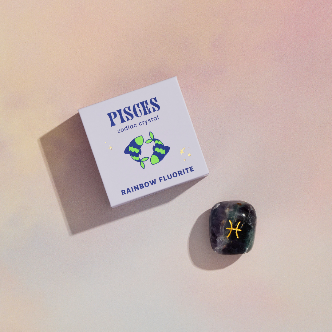 Pisces Boxed Zodiac Crystal – Rainbow Fluorite