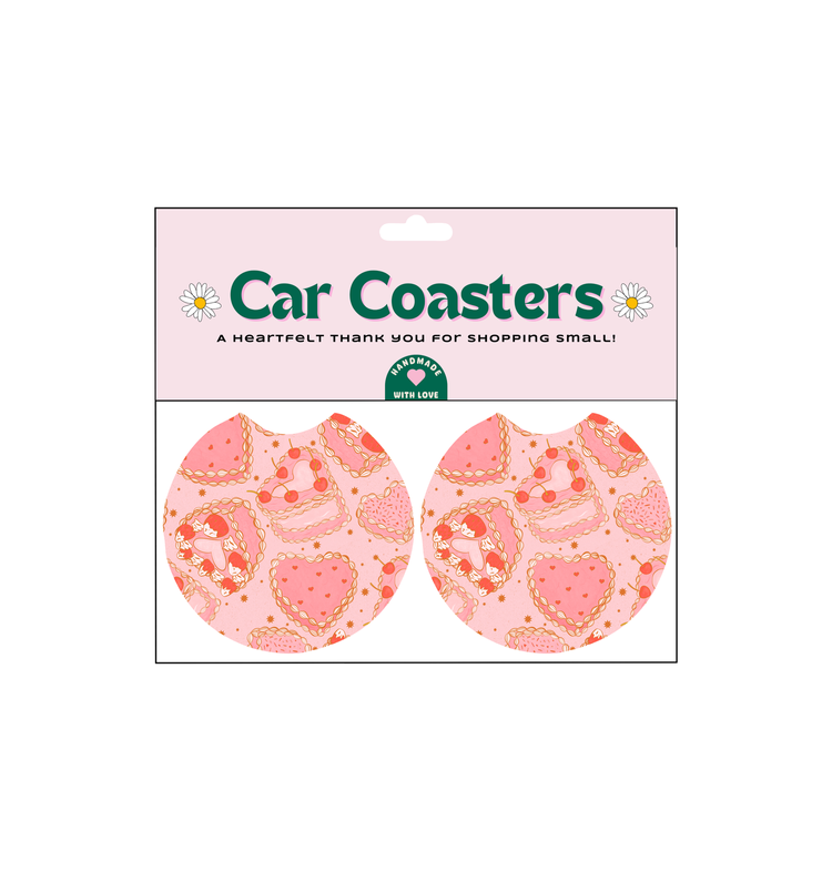 Heart Cakes Car Coasters