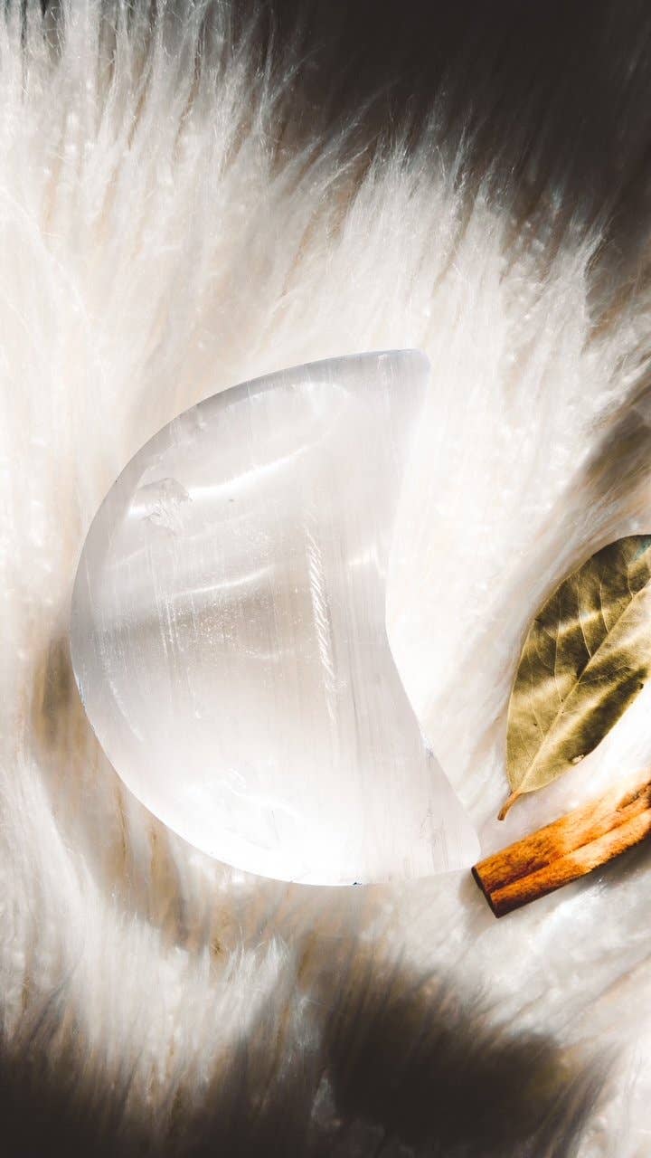 Crescent Moon Selenite Crystal Bowl