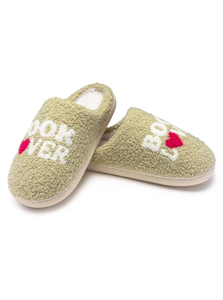 Indoor / Outdoor Slippers - "Book Lover" - Beige