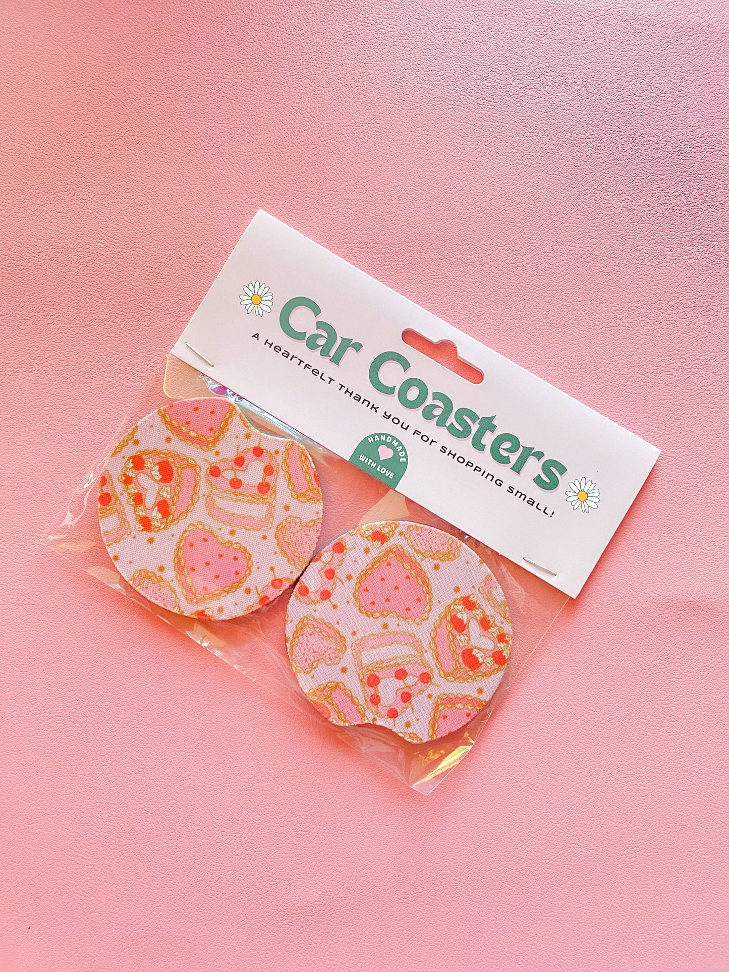 Heart Cakes Car Coasters