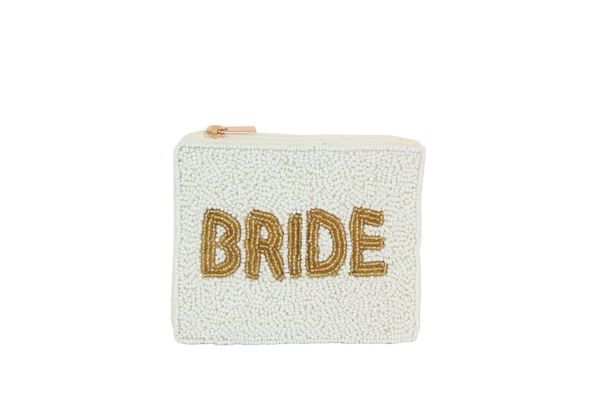 Ladies Fully Beaded White BRIDE Coin Purse