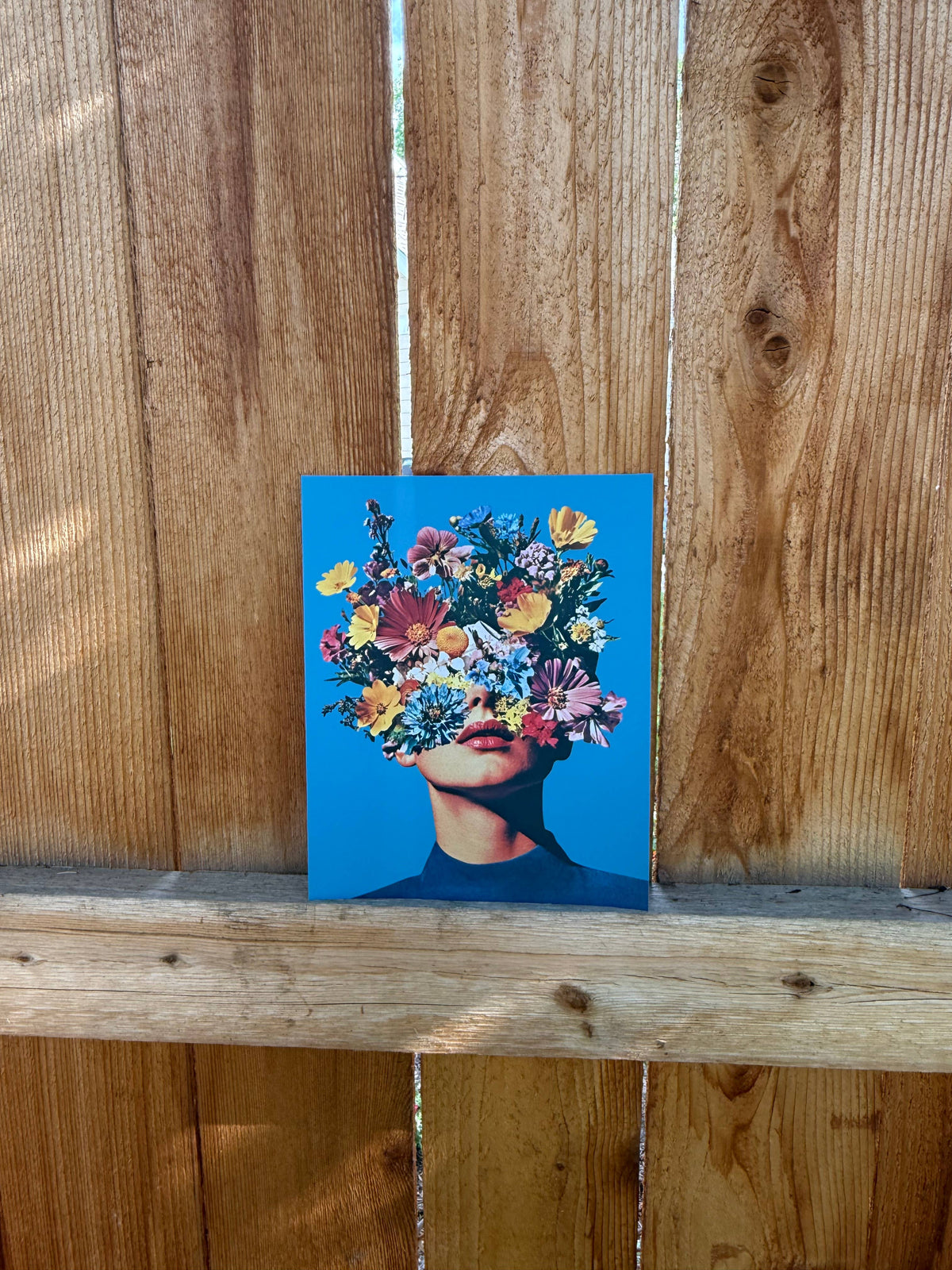 Floral Woman Collage Art Print, Flower Gifts, Retro Style