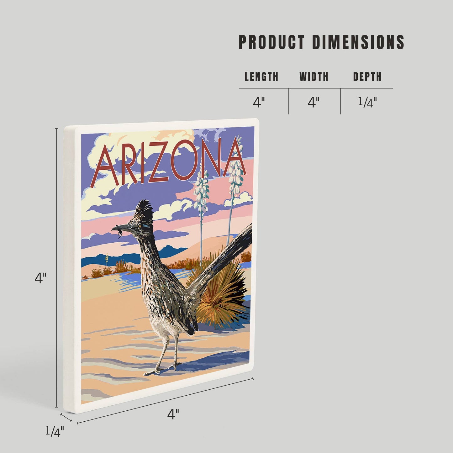 CERAMIC COASTER Arizona, Roadrunner Scene