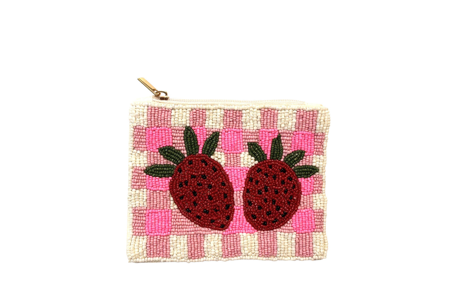 Pair of Strawberries Beaded Coin Purse