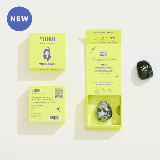 Virgo Boxed Zodiac Crystal – Moss Agate