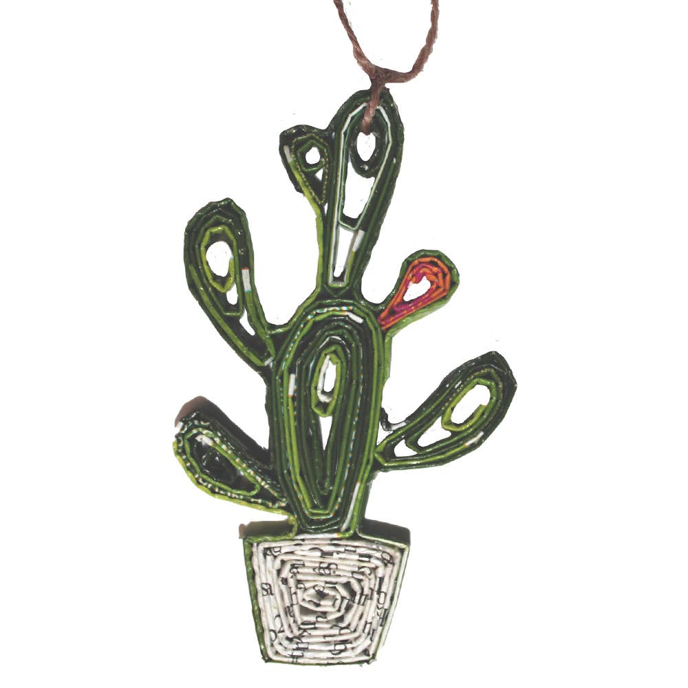 TLV160 - Recycled Magazine Saguaro Cactus Ornament