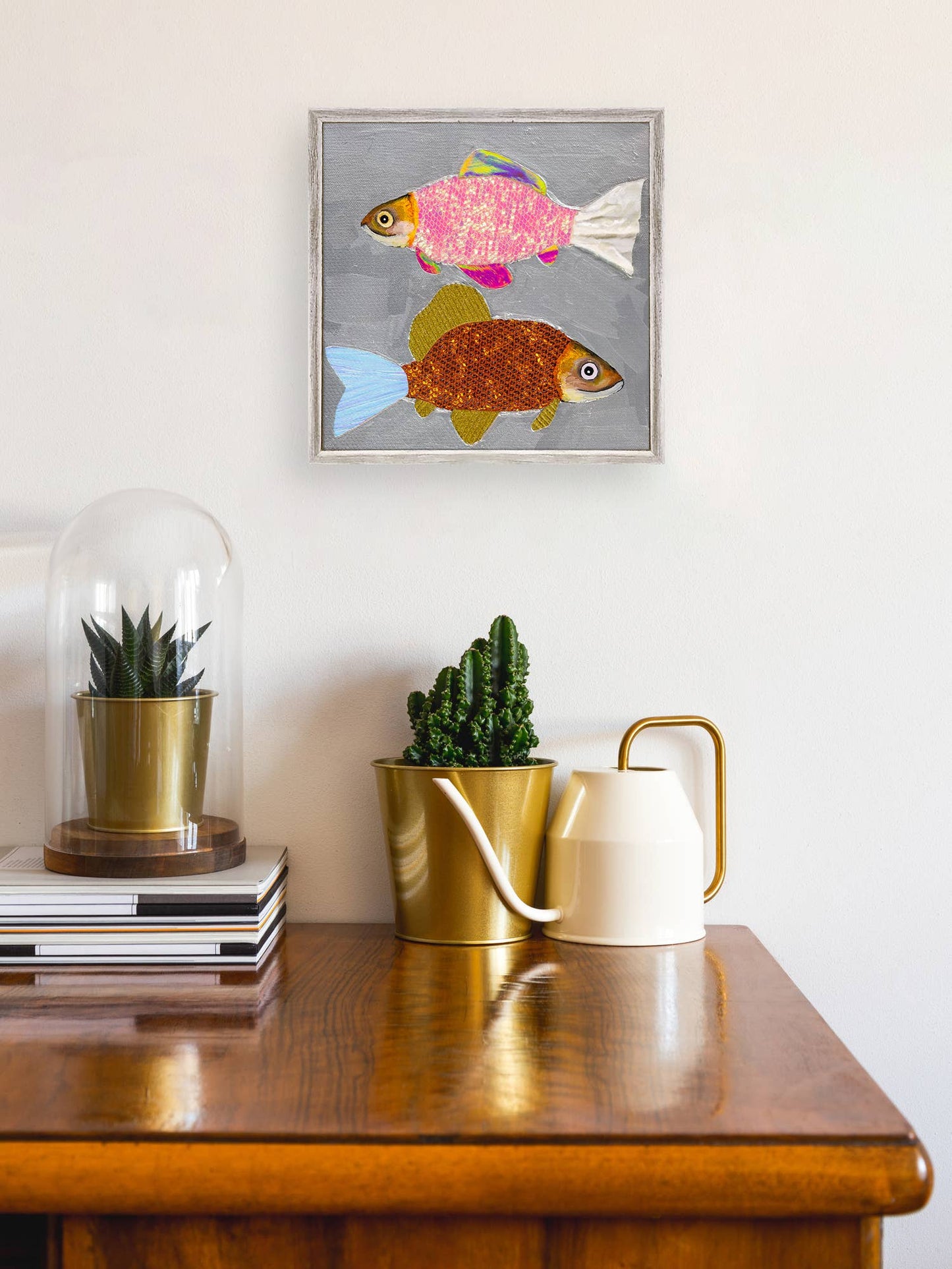 The Two Of Us In Pale Metallic Blue Mini Framed Canvas