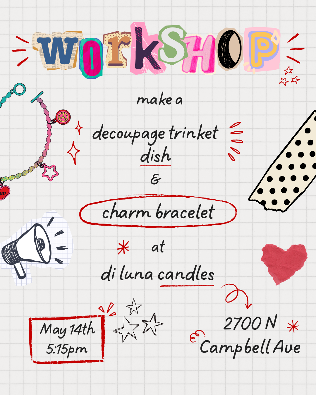 5/14 Decoupage Trinket Tray and Charm Bracelet