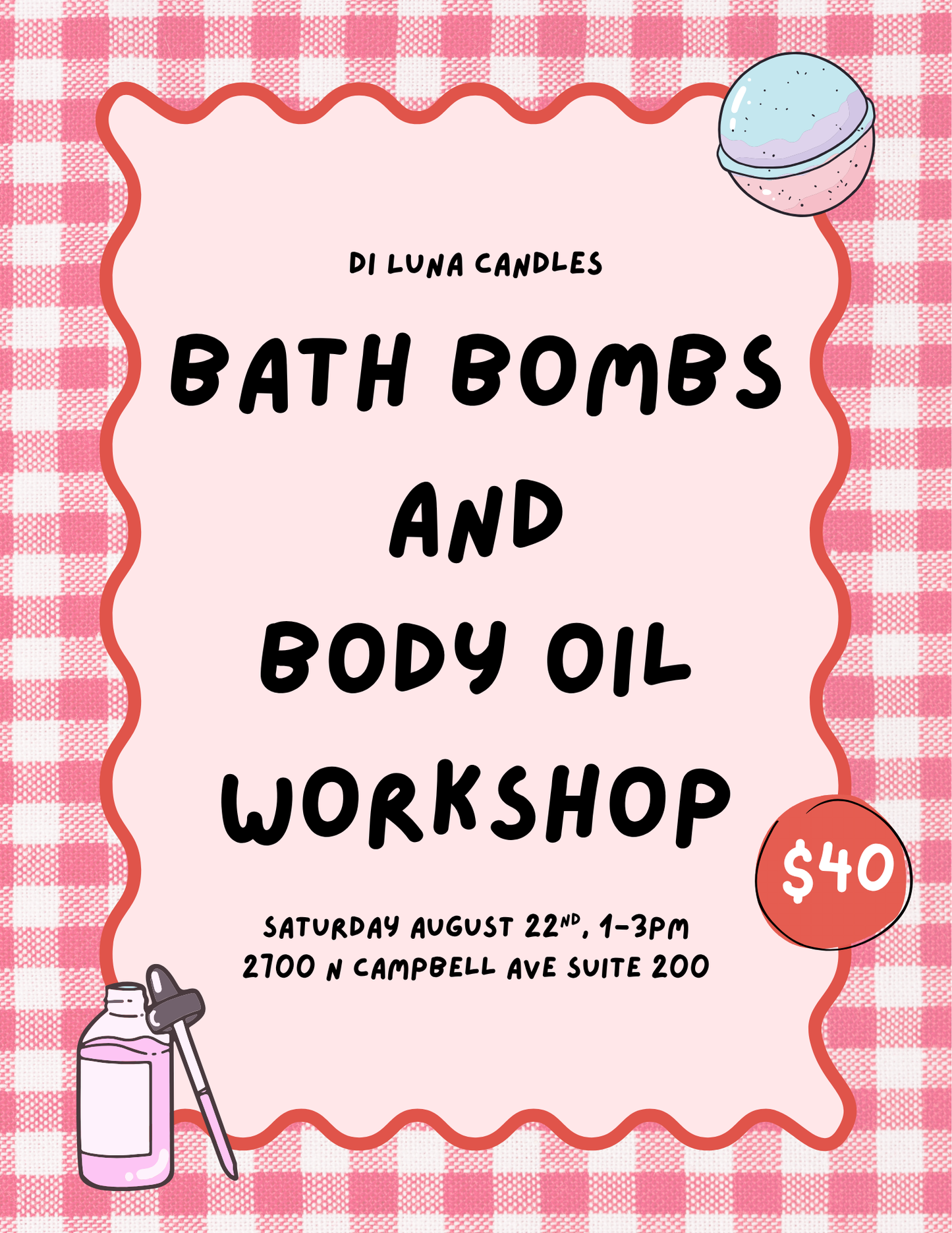 8/22 Bath Bombs and Body Oil Workshop