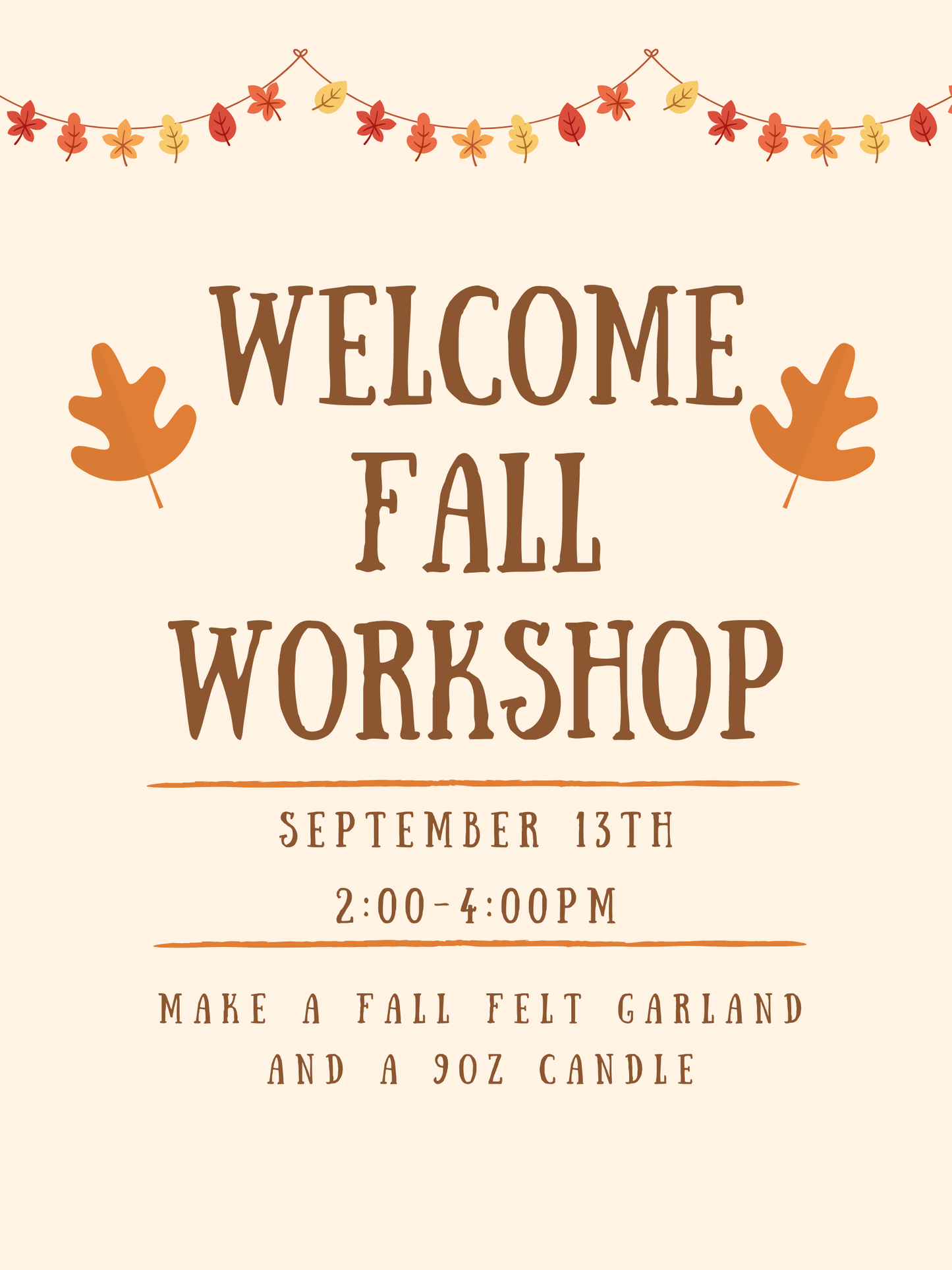 9/13 Welcome Fall Workshop