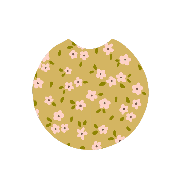 Green Floral Car Coasters