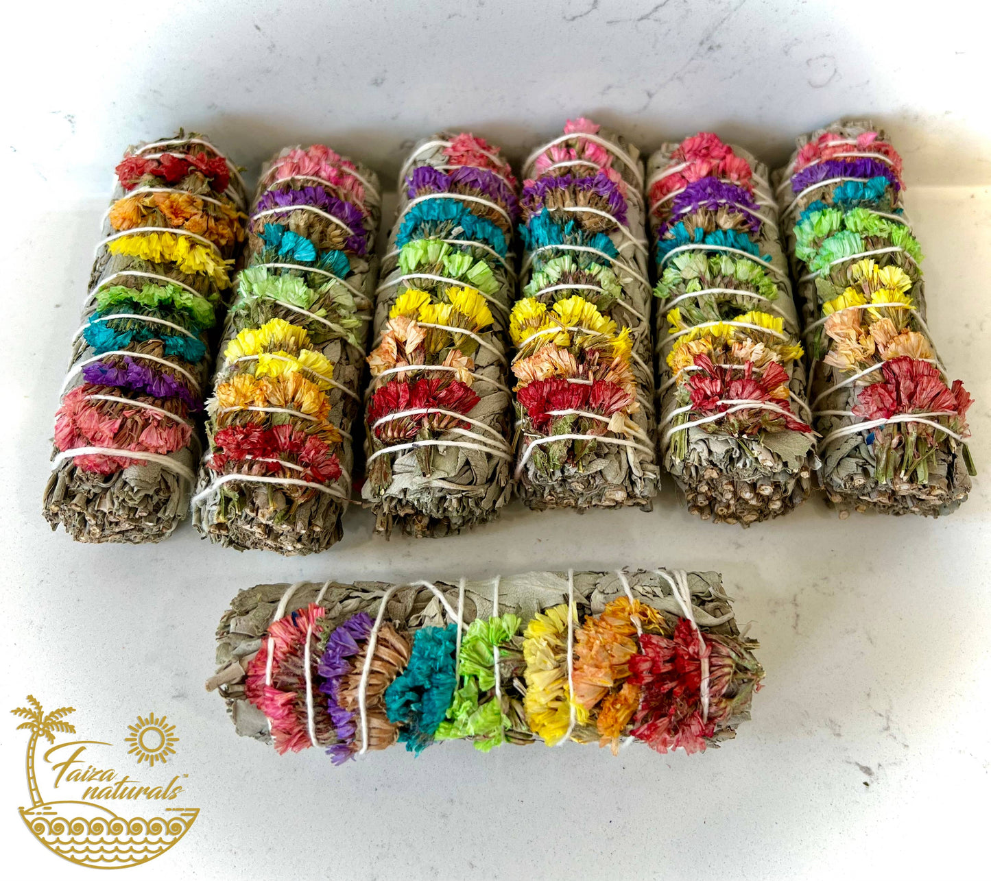 7 Chakra Sinuata Flower White Sage Bundles from California