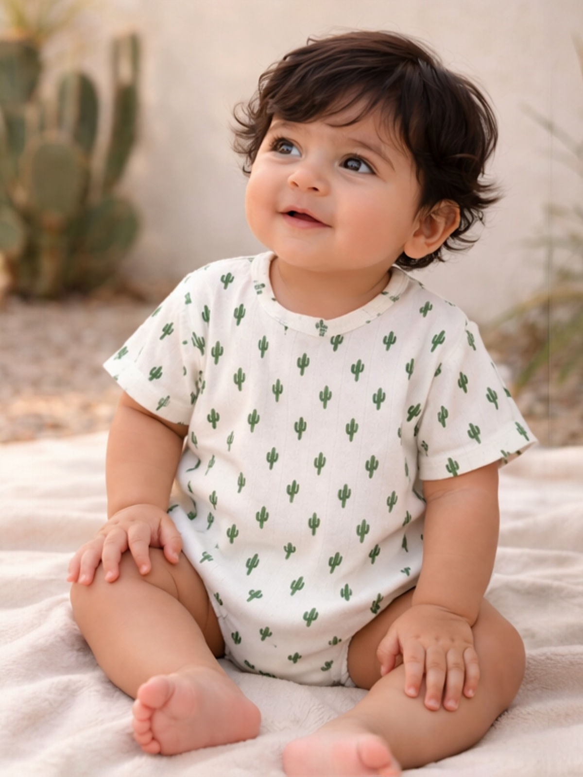 Cactus / Organic Pointelle T-Shirt Bubble: 3-6M