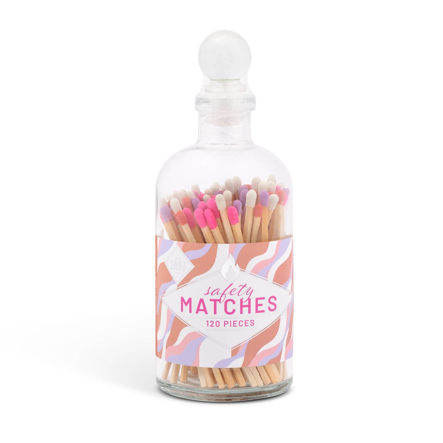 Set of 120 4in Matches in Glass Jar - PK/PR/RD Ombre