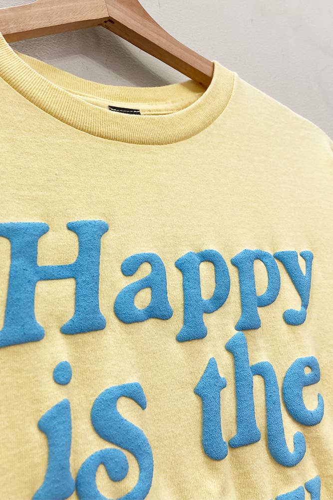 Happy Puff-Print Tee : LEMON MERINGUE / OVERSIZED / SM