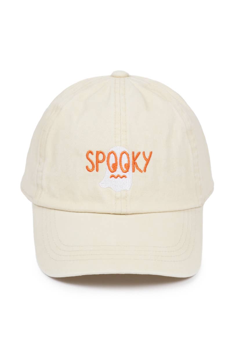 Halloween Spooky, Boo Ghost, Cat Embroidered Baseball Cap