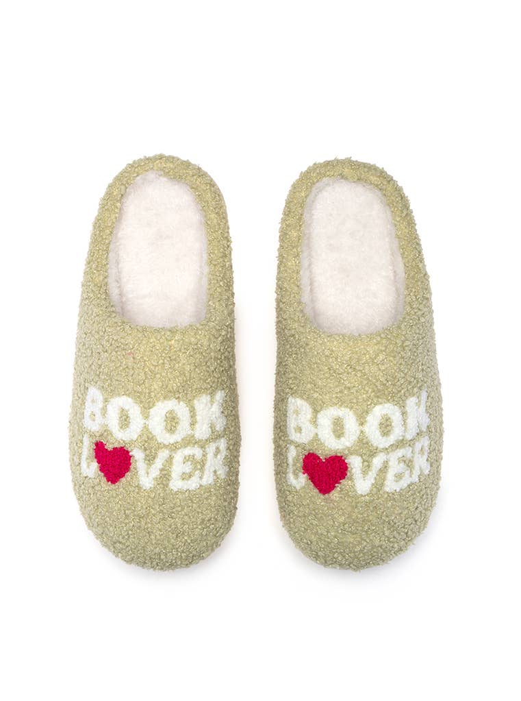 Indoor / Outdoor Slippers - "Book Lover" - Beige