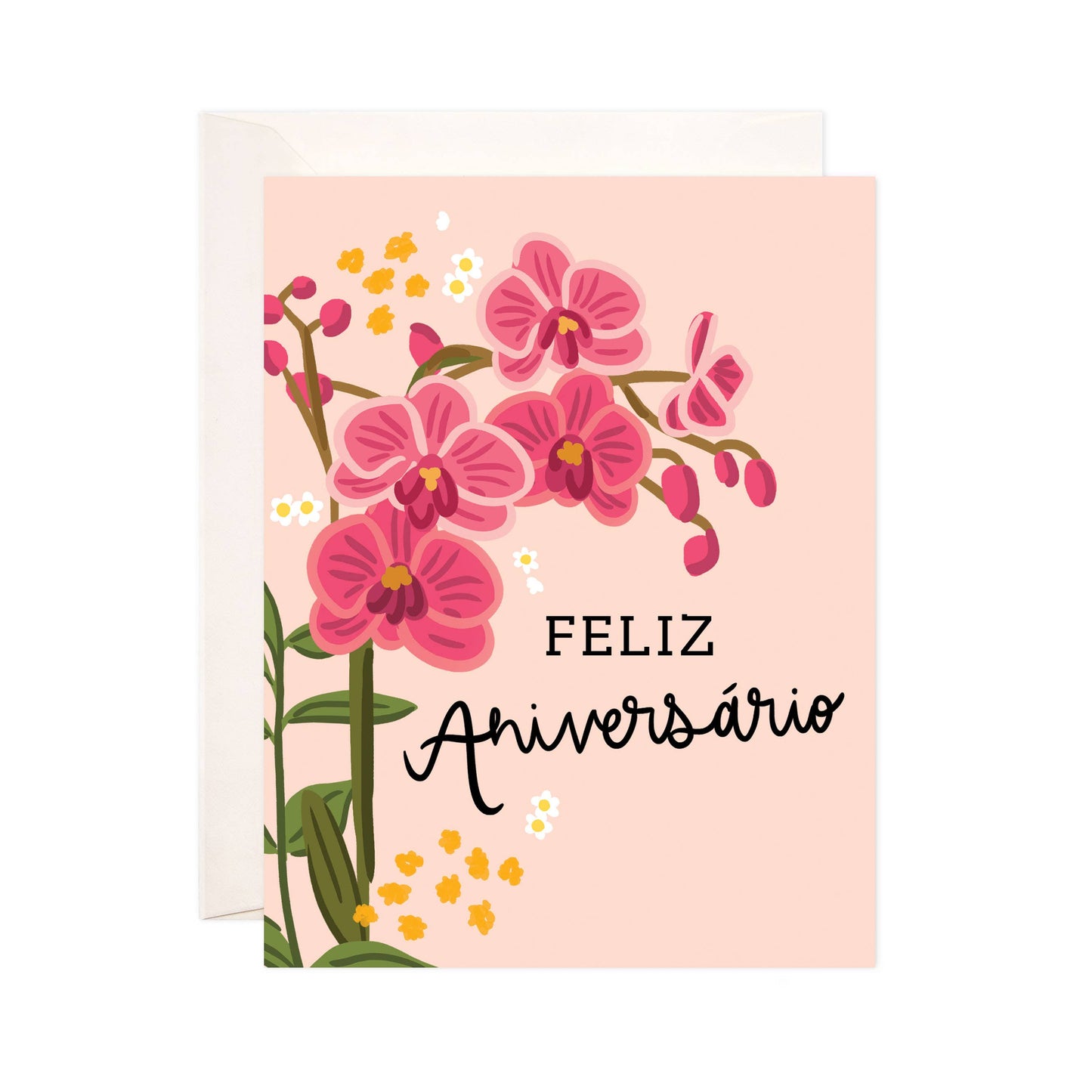 Orchids Aniversário Greeting Card - Spanish Anniversary Card