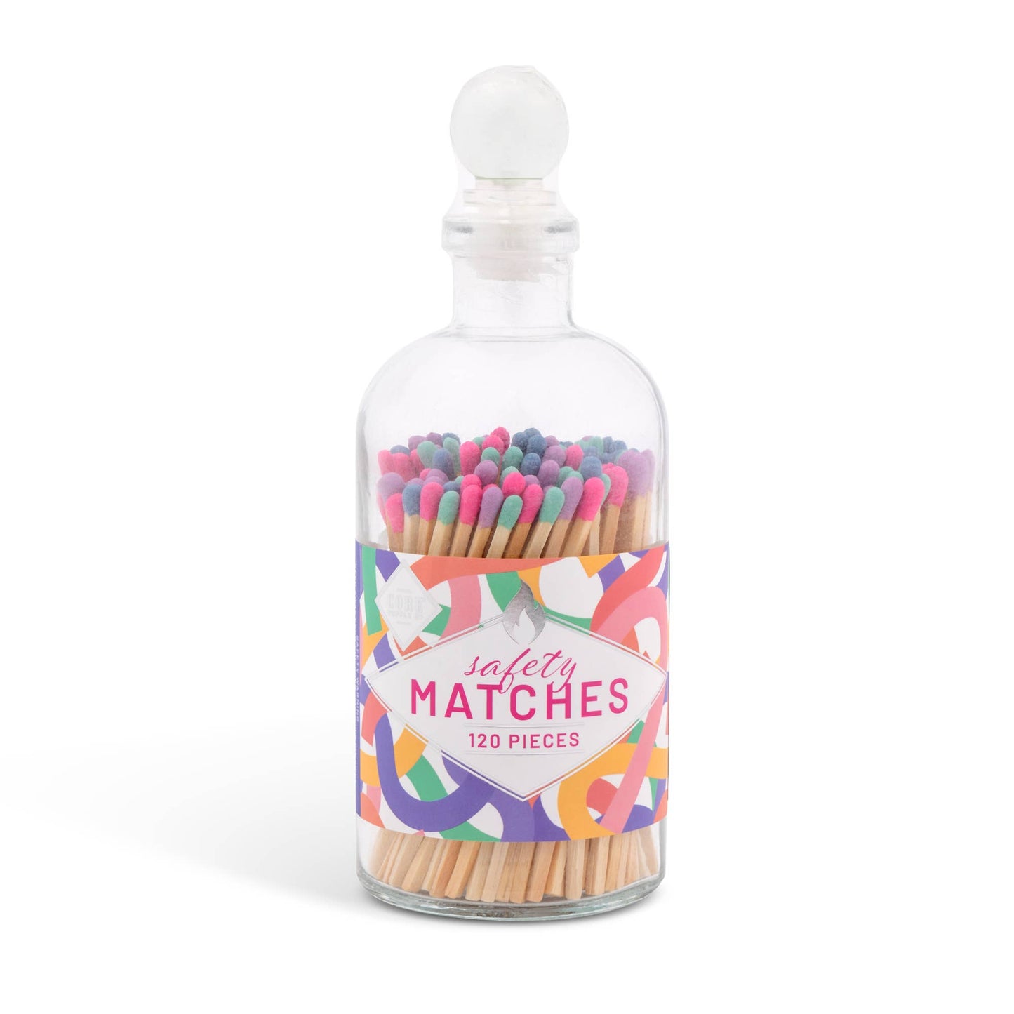 Set of 120 4in Matches in Glass Jar - PK/PR/TL/BU