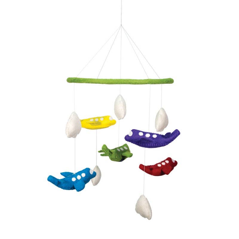 Felted Airplane Theme Mobile Hanging