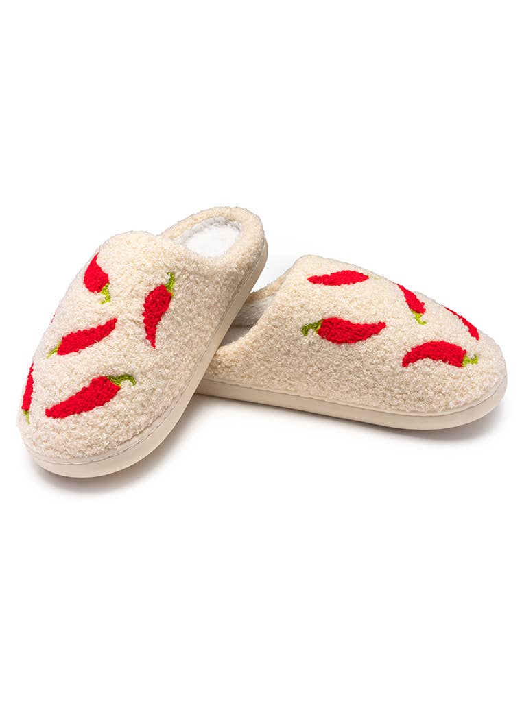 Indoor / Outdoor Slippers - Spicy Chili Peppers - Off-White