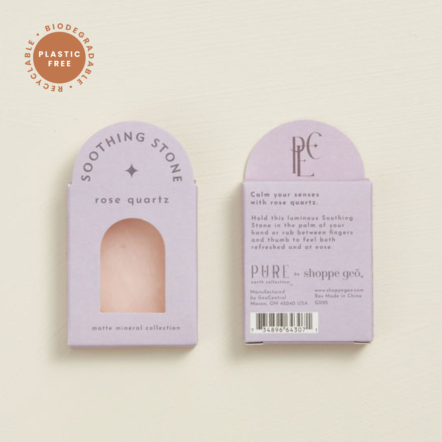 Rose Quartz Soothing Stone - Plastic Free Packaging!