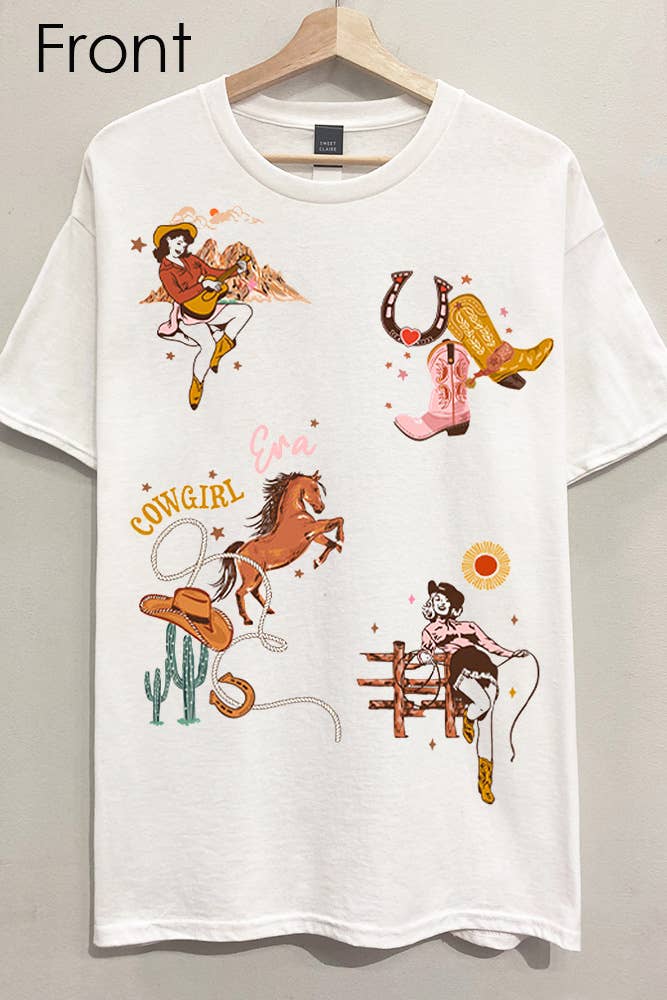 Cowgirl Era Front and Back Tee: White