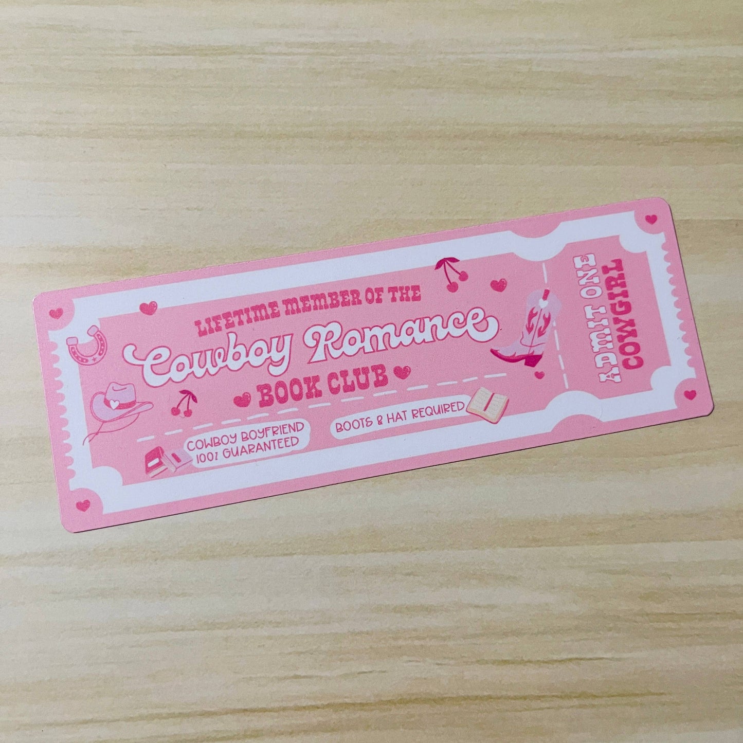 Bookmark Cowboy Romance Book Club Ticket
