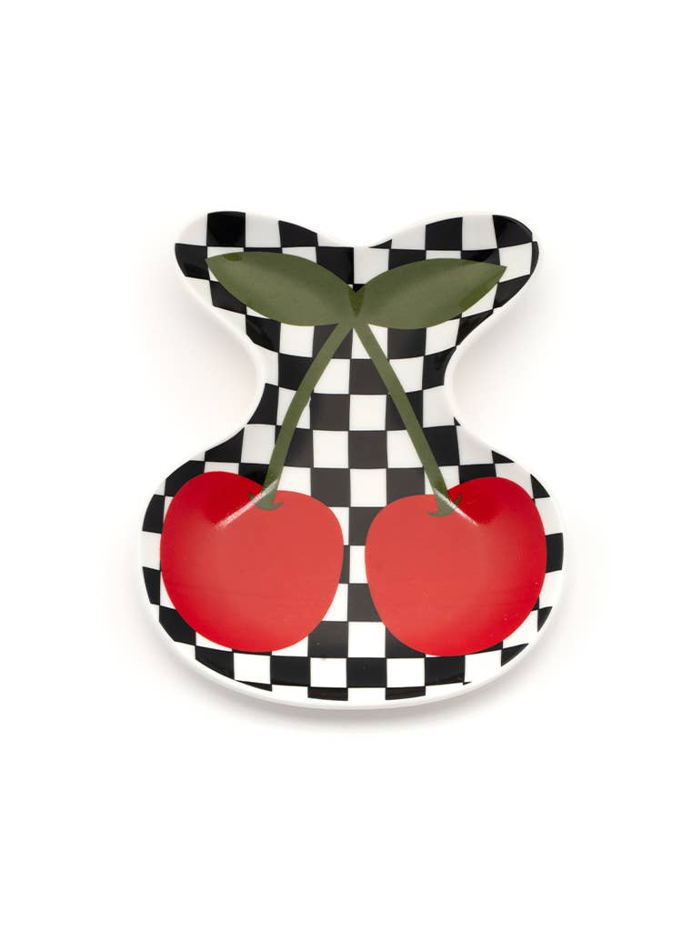 Ceramic Trinket - Checkered & Cherries