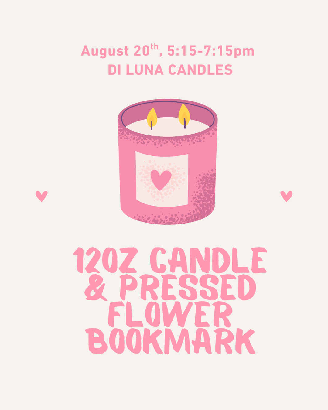8/20 12oz Candle and Pressed Flower Bookmark