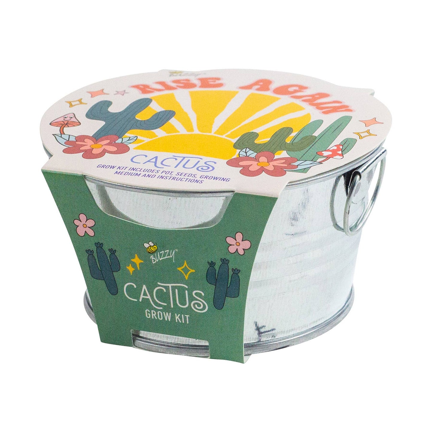Buzzy Seeds Mini Galvanized Basin - Cactus Grow Kit