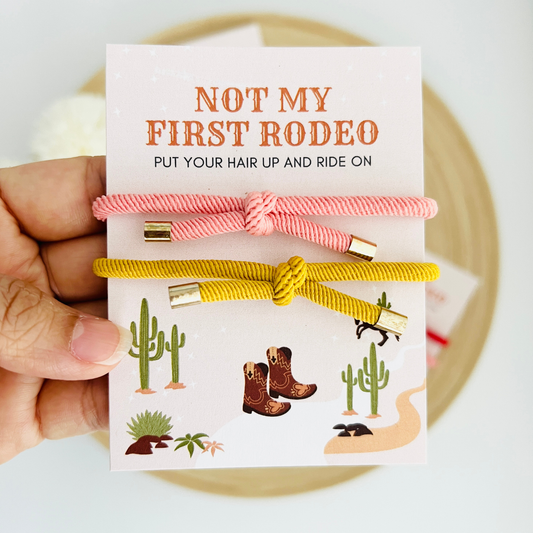 Not My First Rodeo Double Hair Tie - Western Cowboy Cowgirl
