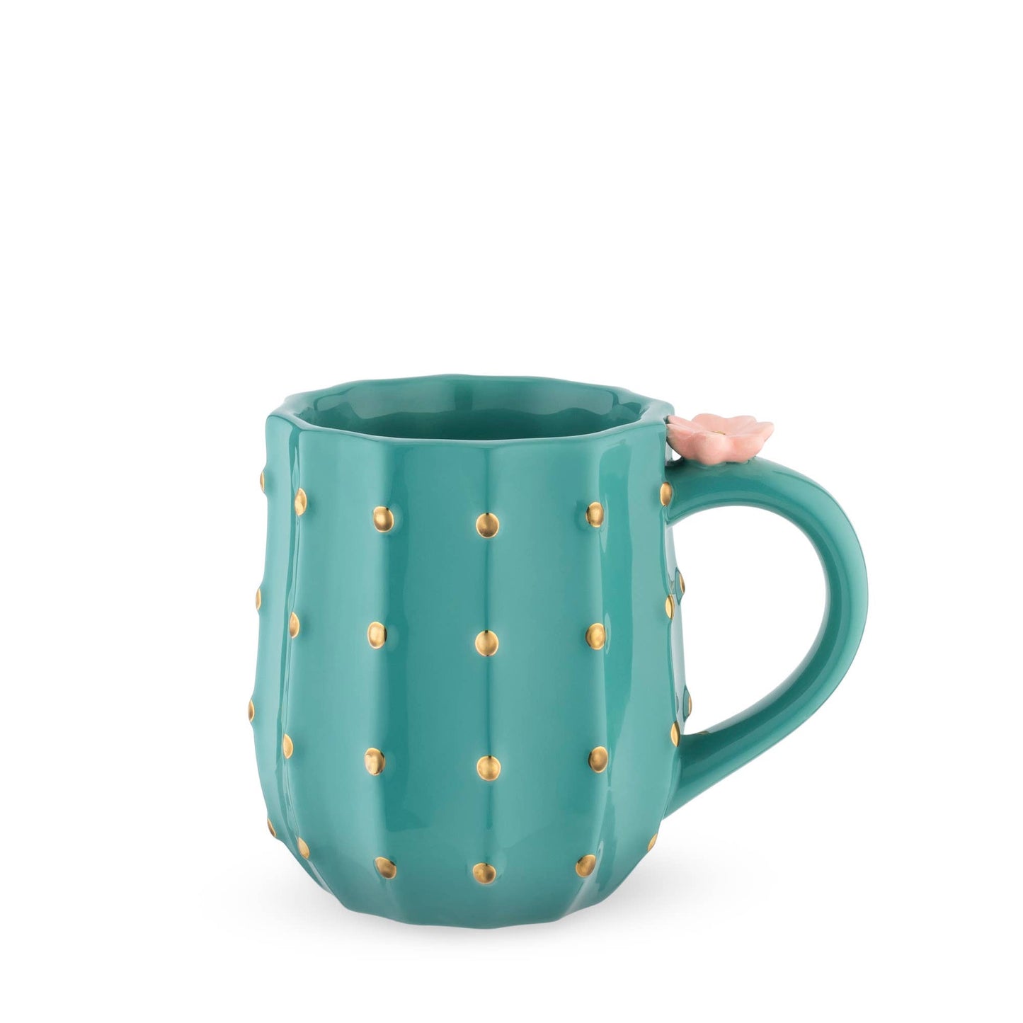 3D Metallic Gold Accented Ceramic Mug Cactus