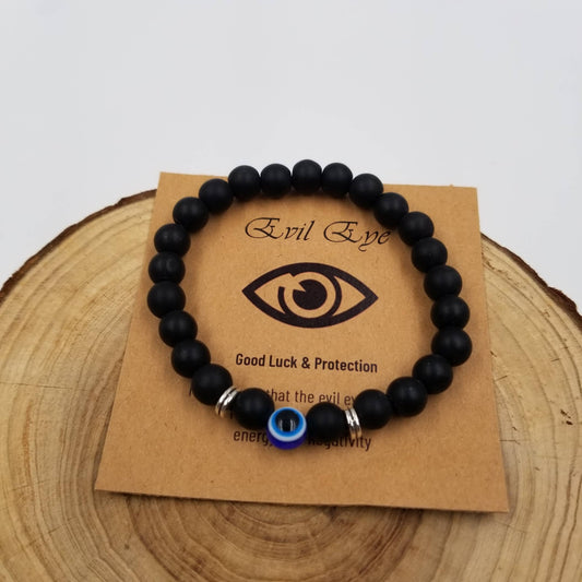 Evil Eye Chakra Bracelet: Black-8mm