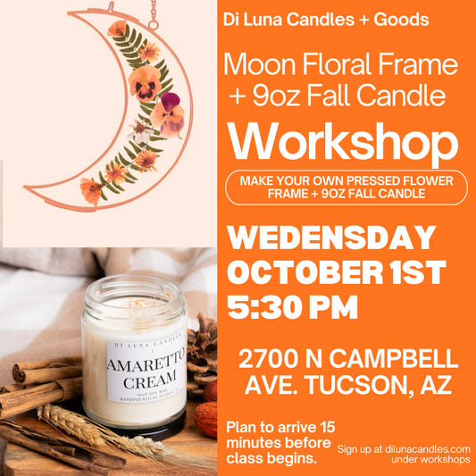 10/1 Pressed Floral Crescent Moon Frame + 9oz Fall candle