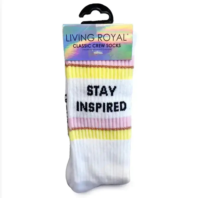 Classic Crew Socks w/ Ribbed Tubing - "Spread Love" - White