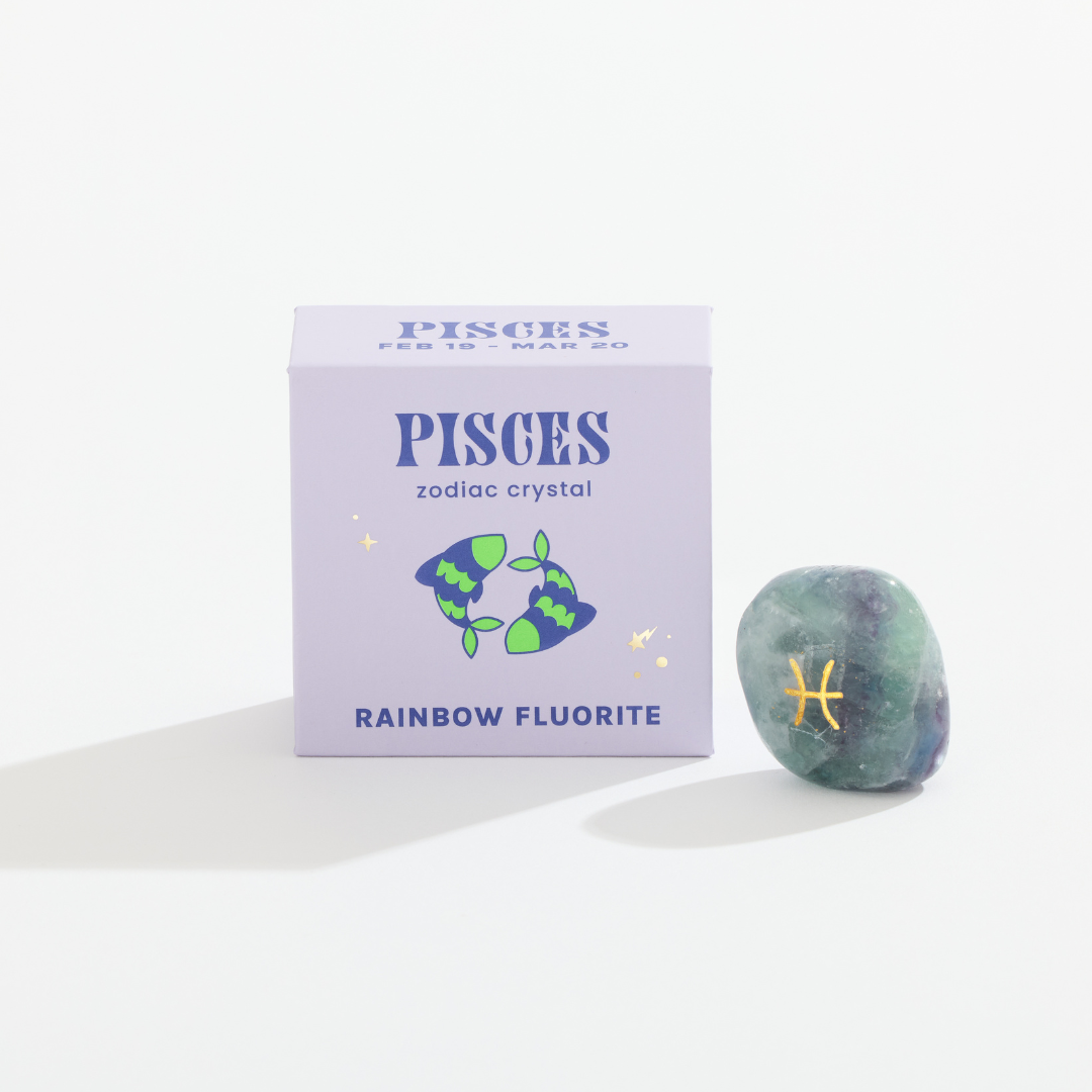 Pisces Boxed Zodiac Crystal – Rainbow Fluorite