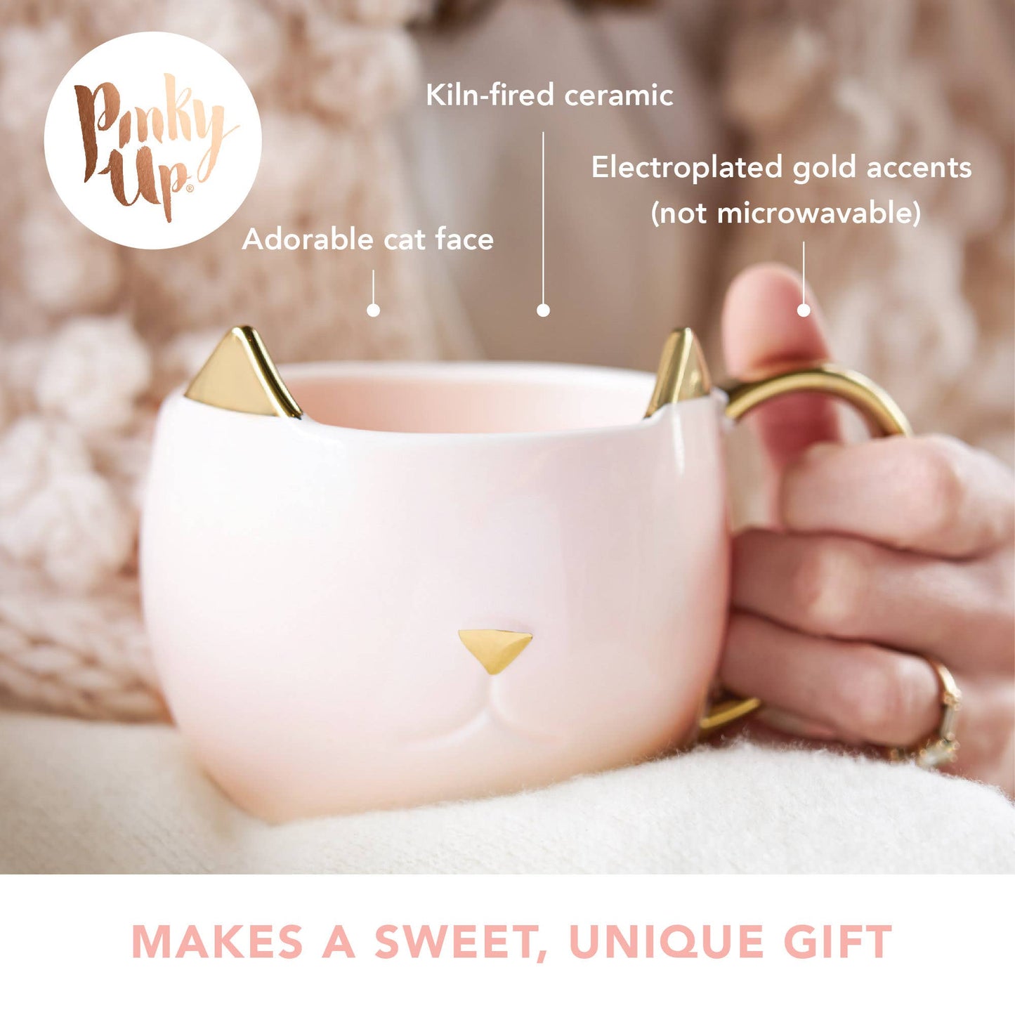 Chloe™ Ceramic Mug Cat Purrrfect in Pink and Gold