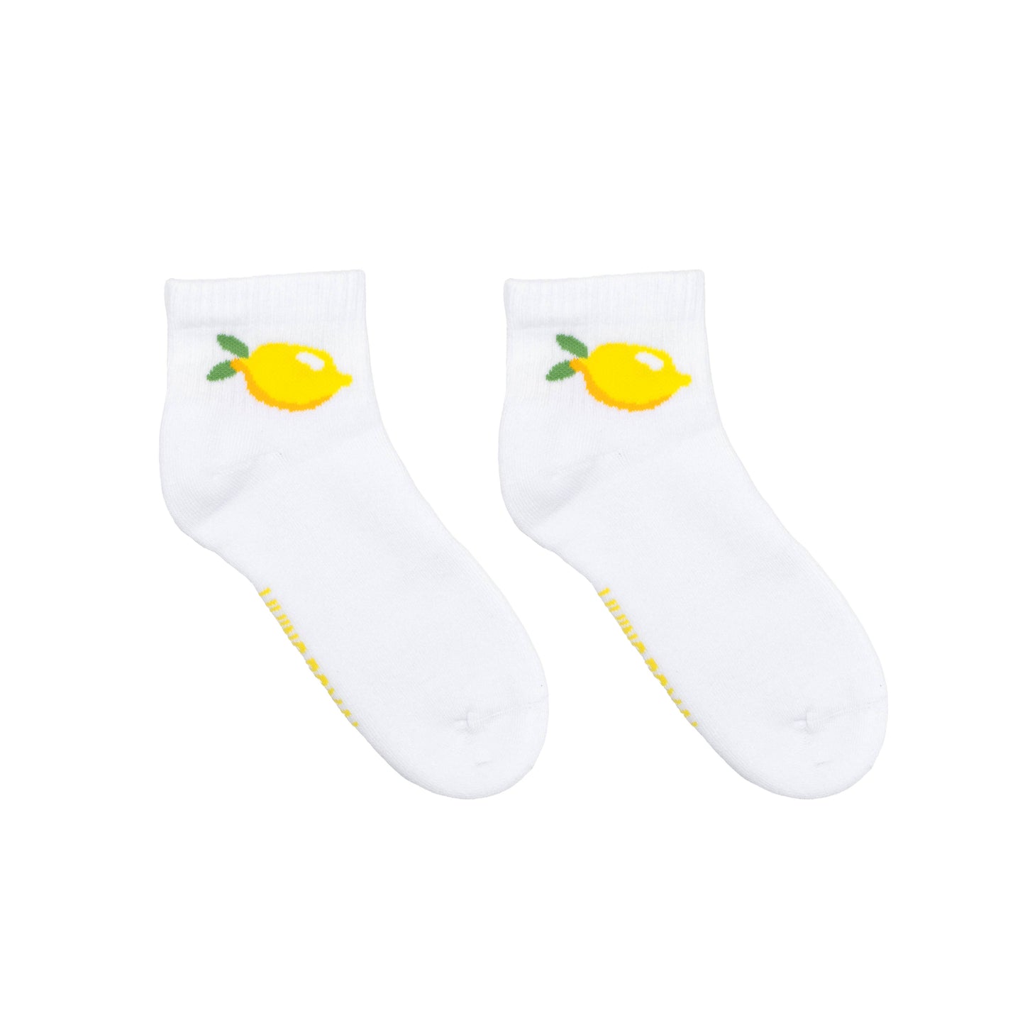 Classic Ankle Socks w/ Ribbed Tubing - Lemon Fruit - White