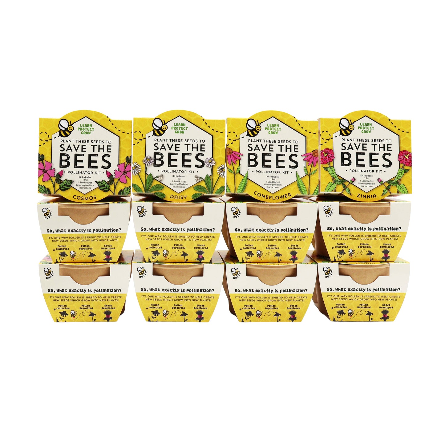 Save The Bees Kits | Paper Cups | Pollinator Seeds 12 Pack