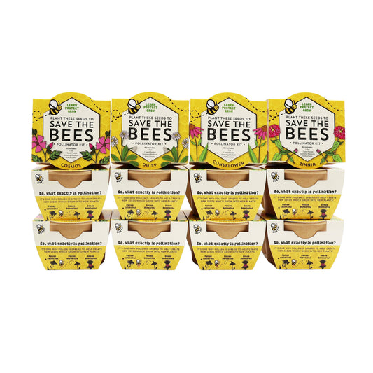 Save The Bees Kits | Paper Cups | Pollinator Seeds 12 Pack