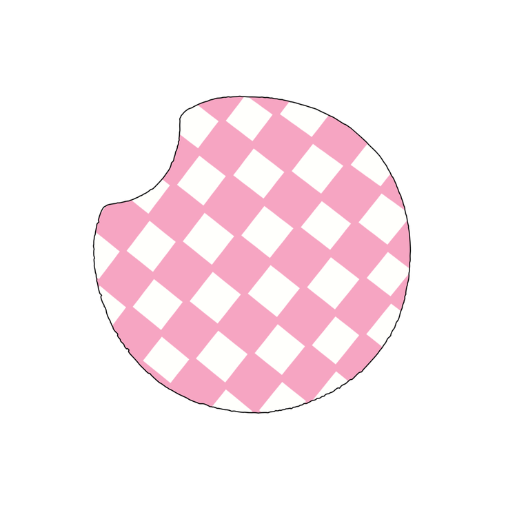 Pink Checkered Car Coasters