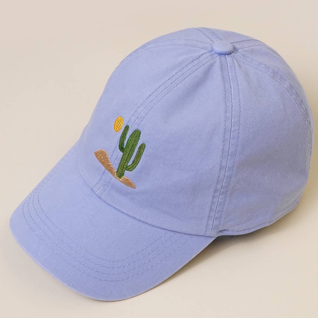 Cactus Embroidered Cotton Baseball Dad Cap: CLAY / One Size